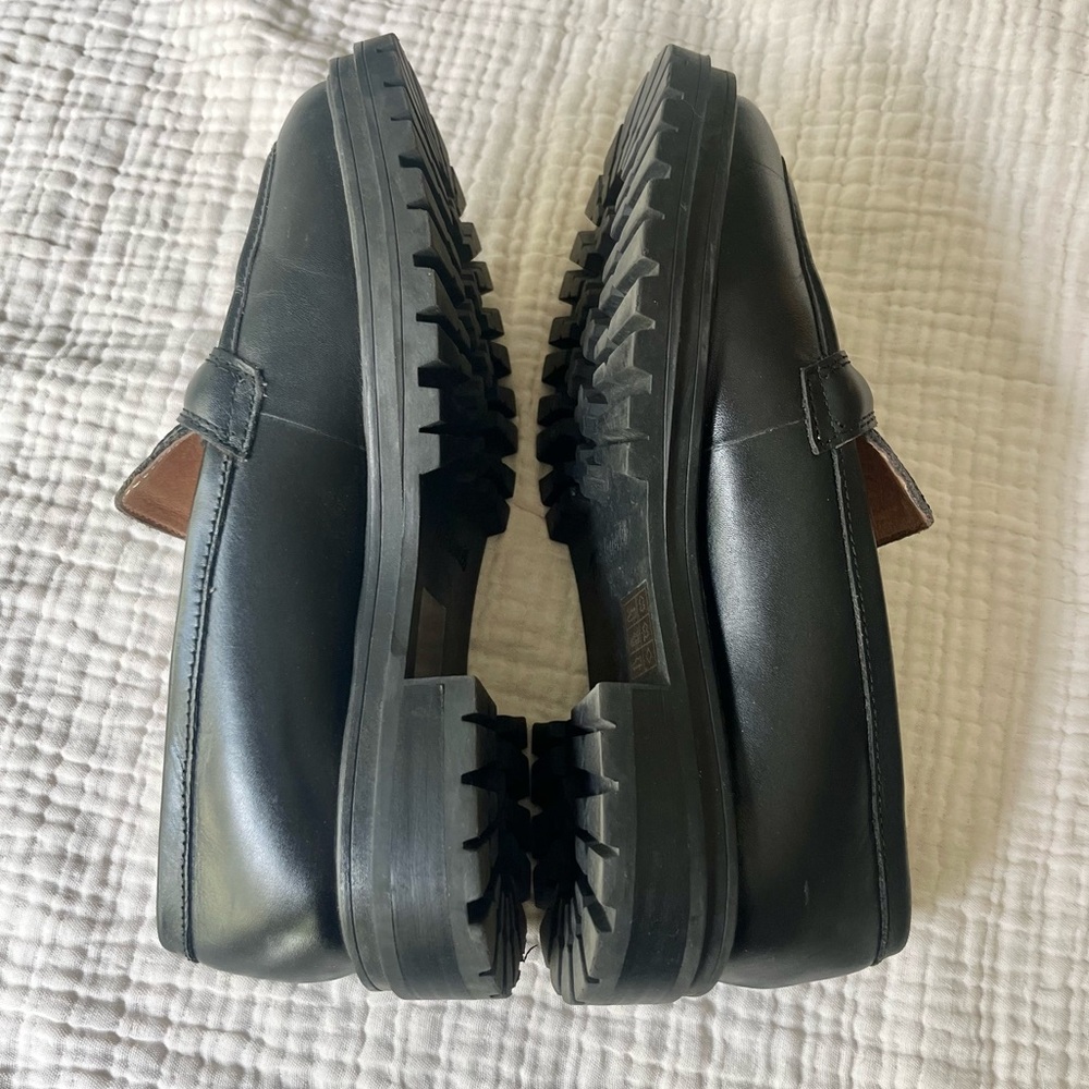Madewell Black Leather Lug Sole Penny Loafers - Picture 6 of 10
